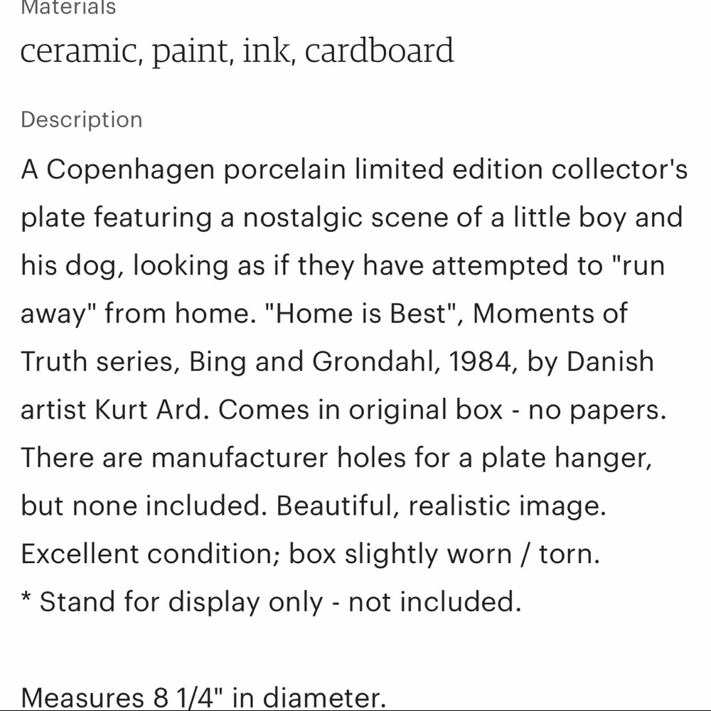 Copenhagen Porcelain Collectible Plate Boy and Dog - Picture 6 of 6